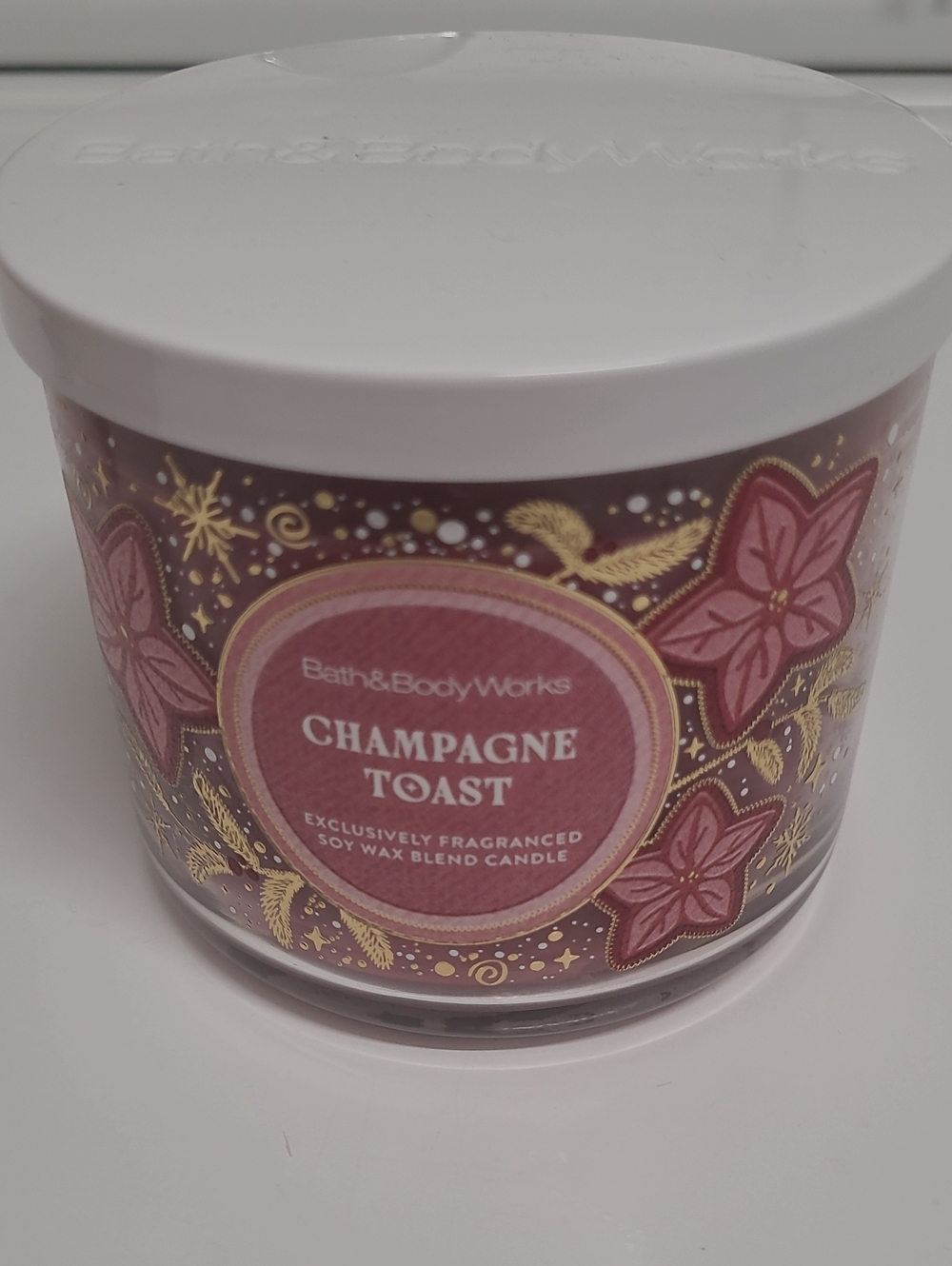 Bath & Body Works Champagne Toast Pink and Gold Decorative Candle